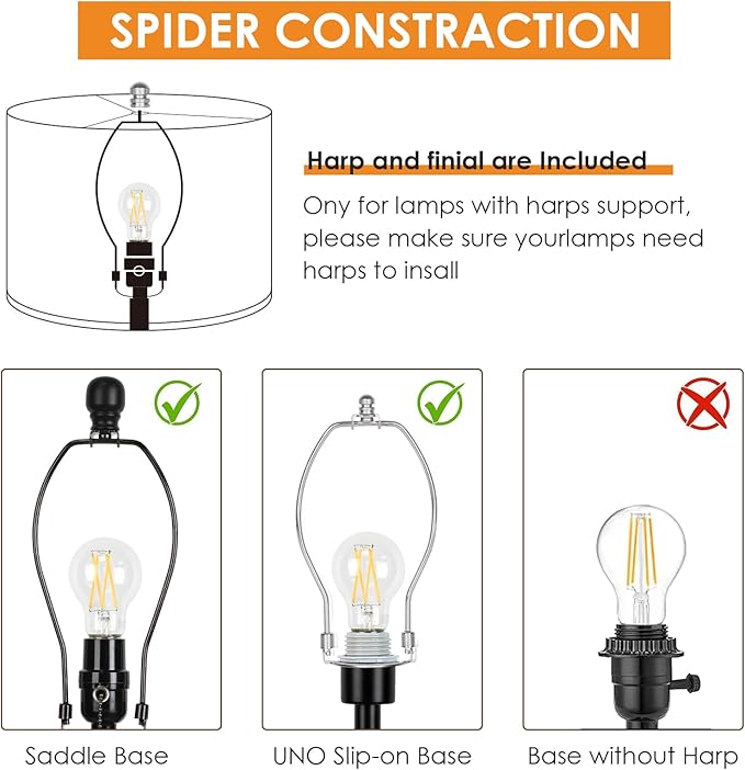 Lamp Shades Set of 2, Drum Lampshades 13" Top x 13" Bottom x 10" High with Spider Fitter, Large Replacement Lamp Shades for Table Lamps, Floor Lamps, Easy Assembly Required (2, Beige)