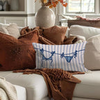 Beachy Throw Pillow Cover 12x20, Blue Coastal Room Decor, Trendy Indoor Outdoor Lumbar Pillow Cover, Preppy Bikini Prints Girls Room College Dorm Sofa Couch Decor