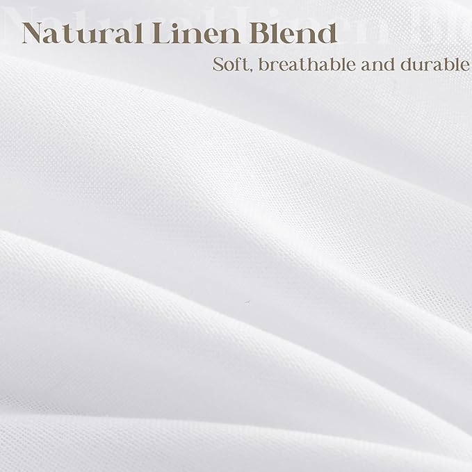 Extra Long White 96 Inch Shower Curtain Linen Drapes for Bathroom 72x96 Boho Farmhouse Water Repellent Extra Tall Hotel Curtains 72 x 96 Inches Long Drapes with Hooks 8Ft