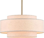 Modern 19.7" Drum Chandelier 4-Lights Vintage Modern Chandelier Light Fixture with Linen Shade Retro Farmhouse Drum Chandeliers for Dining Room, Kitchen Island, Living Room, Bedroom