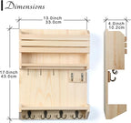 Key Holder, Wall Mounted Mail Organizer, Keys Holder on Wall with 9 Key Hooks, Natural Color