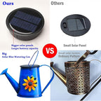 Blue Solar Watering Can with Light,Solar Powered Waterfall Lights 1 Pack 60 LED(Includes Shepherd Hook) for Garden,Yard, Path, Christmas Holiday Decoration