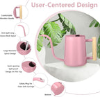 Watering Can Indoor Plants, 35oz Small Indoor Stainless Steel Metal Watering Can Modern Decorative Watering Pot with Long Spout for Indoor House Plant Bonsai Garden Flowers (Pink)