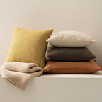 MIULEE 20x20 Inch Decorative Pillow Covers for Couch Bed Set of 2 Textured Boucle Neutral Winter Throw Pillows Gold Accent Solid Cushion Pillowcases Sofa Livingroom Home Decor
