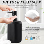 Black Resin Bathroom Accessories Set 5 Pcs, Bathroom Accessory Set Includes Foaming Soap Dispenser, Lotion Soap Dispenser, Toothbrush Holder, Qtip Holder, Soap Dish, for Modern Home Apartment