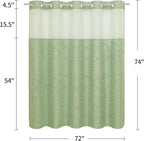 Boho Sage Woven Fabric Shower Curtain 72 x 74 Modern Farmhouse, No Hooks Tufted Chevron Striped Shabby Chic Textured, Minimalist Cloth Curtain for Bathroom, Hotel Decor