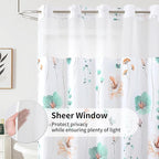 QiyI Flower Shower Curtain with Snap in Liner, Teal Watercolor Floral Cloth for Bathroom, No Hook Shower Curtains with Mesh Top Window, Fabric Waterproof Bathroom Set, 72 x 75 Inch