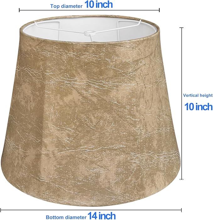 TOOTOO STAR Drum Lampshades Set of 2, Leather barrel Lamp Shade for Table Lamps Floor Lamps, Seaside Village Medium Lampshades 10" Top x 14" Bottom x 10" High, Hand Crafted, Easy Assembly Required