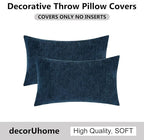 decorUhome Chenille Poseidon Throw Pillow Covers 12x20 Inch Set of 2, Decorative Soft Couch Pillow Covers Solid Dyed Accent Velvet Farmhouse Neutral Rectangle Pillow Cases for Sofa Bed Living Room