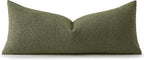 MIULEE Textured Boucle Throw Pillow Cover Olive Green Accent Solid Lumbar Pillow Case Decorative Soft Pack of 1 Couch Cushion Chair Sofa Bedroom Livingroom Home Decor,36x14 Inch