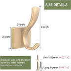 Gold Towel Hooks for Wall, Heavy Duty Thick Metal Bathroom Coat Hooks for Hanging Key Robe Hat Backpack, Wall Mount Hooks Bath Kitchen Garage Hooks(8 Pack, Gold)