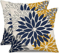 DFXSZ Blue Yellow Flower Pillow Covers 18x18 Inch Set of 2 Outdoor Throw Pillows Outdoor Waterproof Decor for Living Room Sofa Patio Funiture Garden Floral Polyester Pillow Covers 002Z18