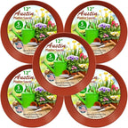 4 inch (3.5" Base) Case of 5 Plant Saucers - Terra Cotta Colored Polypropylene,Heavy Duty Indoor/Outdoor Pan,Collects Flower Pot Drainage and Excess Water, Made in USA