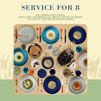 Wrova Wheat Straw Dinnerware Set of 32,Unbreakable Dinner Plates and Bowls Dishes Sets Service for 8,Dishwasher Safe Dinnerware Sets for Kitchen and Camping.Island Series