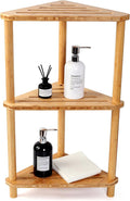 Bamboo Corner Shower Caddy Stand 3-Tier Waterproof,Free Standing Corner Shelf Shower Stool Organizer for Inside Shower,Space-Saving Storage Shelf with Anti-Slip Feet