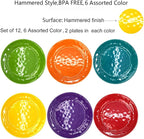 KX-WARE Melamine Plates set -10inch 12pcs 100% Melamine Dinner Plates for Everyday Use, Break-resistant and Lightweight, MultiColor