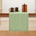 Solino Home Linen Table Runner 120 Inches Long - Milan Hemstitch 100% Pure Linen Pistachio Dining Table Runner 14 x 120 Inch - Holiday