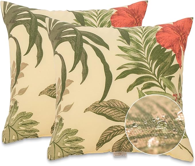 JMGBird Patio Pillows with Inserts 18 * 18 Inch Outdoor Pillows for Patio Furniture
