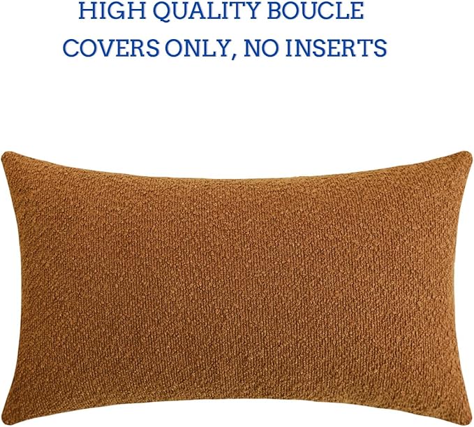 Jeneoo Amber Yellow Decorative Long Lumbar Thick Throw Pillow Covers Fine Textured Boucle Couch Cushion Case for Livingroom Sofa Decor, Set of 1, 14 x 36 Inch
