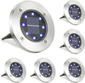 LYHOPE Solar Ground Lights Outdoor, 8 Pack 8 LED Solar Disk Lights Waterproof Garden In-ground Pathway Light Landscape Lighting for Lawn,Yard,Deck,Patio,Walkway (Blue)