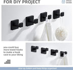 Angle Simple Matte Black Towel Hooks for Bathroom, SUS 304 Stainless Steel Square Wall Coat Hooks, 2 Pack