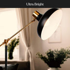 Brightech Wyatt 60 in. Classic Black Industrial 1-Light Height Adjustable LED Floor Lamp with Black Metal Bowl Shade FL-WYT-BLK