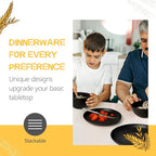 Teivio 16-Piece Kitchen Plastic Wheat Straw Dinnerware Set, Service for 4, Dinner Plates, Dessert Plate, Cereal Bowls, Cups, Unbreakable Plastic Outdoor Camping Dishes, Black Matte