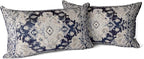 Snycler Boho Throw Pillow Covers 12x20 inch Set of 2 Boho Rug Carpet Double Sided Pattern Cotton Soft Pillow Case Cushion Cover Pillowcase for Couch Sofa Bed Decorative (Navy Blue)