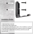 4Pcs Folding Coat Hooks, Zinc Alloy Folding Wall Hook for Hanging Coat Scarf Hat Robe Key Purse, folding coat hooks wall mounted with Screws(Gray)