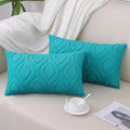 decorUhome Fall Throw Pillow Covers 12x20 Inch Set of 2, Soft Plush Decorative Faux Fur Turquoise Solid Couch Pillow Covers, Accent Farmhouse Neutral Lumbar Euro Pillow Cases for Sofa Bed Living Room