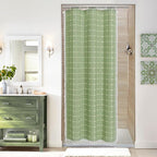 MitoVilla Boho Small Stall Shower Curtain 36 x 72, Sage Green Half Size Narrow Polyester Linen Tassel Cloth Fabric Shower Curtains for Chic Modern Farmhouse Country Bathroom Decor