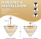 7-Tiers 22 Lights Gold Crystal Chandelier Luxury 35.46" Modern Contemporary Crystal Pendant Ceiling Lighting Crystals Light Fixture for Living Room Hotel Lobby Restaurant Foyer High Ceiling