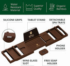 ROYAL CRAFT WOOD Non-Foldable Bathtub Tray - Wood Bath Tray for Tub, Bamboo Bathtub Shelf, Expandable Bath Table Trays, Luxury Bathroom Accessories for New Home & Unique Gift for Women