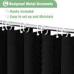 3D Embossed Pattern Shower Curtain, Simple and Chic Pattern Vintage Curtain for Bathroom, Waterproof Fabric Shower Curtains with Hooks, 72 W x 72 H, Black