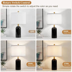 GyroVu Modern Ceramic Table lamp Set of 2, 3 Color Temperature Bedside lamp 21.5" Tall Nightstand Lamp End Table Lamps for Living Room Bedroom (Bulbs Included)