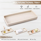 Resin 6 Pcs Beige Bathroom Set Complete with Toothbrush Holder, Lotion Soap Dispenser, 2 Qtip Holder Dispensers,Vanity Tray,Bathroom Tumbler - Countertop Vanity Organizer - Bathroom Accessories Set