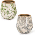 Sungmor Vintage Ceramic Planter Set of 3 - Decorative Indoor & Outdoor Flower Pots with Drainage Holes - Tuscan Décor Pots, 5.7" Ice Crackle Glaze Planters for Home, Kitchen, Patio, and Garden