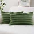 MIULEE Faux Fur Decorative Throw Pillow Covers 20x20 Inch Set of 2, Modern Spring Home Decor Soft Plush Couch Pillows Cozy Fluffy Cushion Covers for Sofa Bed Moss Green