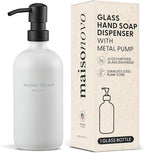 MaisoNovo Soap Dispenser 1-Piece Set | 16.9oz White Bottles with Black Stainless Steel Pump