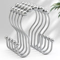 AmazerBath Shower Curtain Hooks, Shower Curtain Rings, Metal Chrome Shower Curtain Hooks Rust Proof, Smooth Glide Double Shower Hooks for Shower Curtain, Shower Rod Hooks 12Pcs