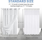 Furlinic Waffle Weave No Hook Shower Curtain with Snap in Fabric Liner Set,Heavy Duty Textured Bathroom Curtain with See Through Window,Waterproof & Machine Washable,Hotel Style,White,71x75 Inch