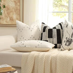 YCOLL Boho Throw Pillow Covers 22x22 Set of 2 Neutral Woven Decorative Pillowcases Cotton Tufted Couch Pillows Modern Farmhouse Accent Cushion Covers for Sofa Couch Bed Living Room Home Decor, Gray