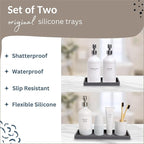 Countertop and Vanity Tray - 2 PC (11” and 7”) Shatterproof Silicone Kitchen and Bathroom Trays for Counter, Kitchen Soap Dispenser Tray, Vanity Trays for Bathroom, Perfume Key Tray