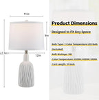 GRUENLICH Ceramic Table Lamp Set of 2 for Nightstand, 22.5" Modern White Bedside Lamp with 3 Adjustable Color Temperature, Bedroom Light for Living Room Desk End Table Office (2 LED Bulbs Included)