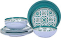 Melamine Dinnerware Set 12-Piece (Service for 4) – Dishwasher Safe, Unbreakable Lightweight Plates & Bowls for Indoor/Outdoor Use – Patio, Kids, Camping