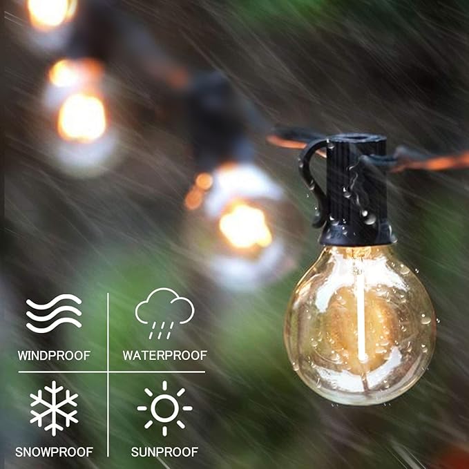 SUNTHIN Outdoor String Lights, 192FT(4x48FT) Patio Lights with G40 Shatterproof LED Bulbs, Hanging String Lights for Outside Backyard, Porch, Deck, Party, Garden