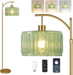 Floor Lamp for Living Room,Bedroom,Gold Dimmable Standing Lamp with Remote,Mid Century Modern Brass Tall Lamp Retro Vintage Glass Lamp Floor Light Boho Bohemian