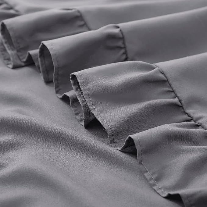 KKJIAF Ruffle Pillow Cases 24x24 Inches, Grey Square Ruffled Pillow Covers Set of 2, Microfiber Wrinkle Resistant Pillow Shams with Envelope Closure for Sofa Bed Living Room