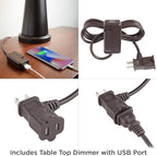 Franklin Iron Works Kelly 25 1/2" High Farmhouse Rustic Country Cottage 3-Way Table Lamp USB Cord Dimmer Brown Finish Single Mica Shade Living Room Charging Bedroom Bedside Nightstand (Colors May