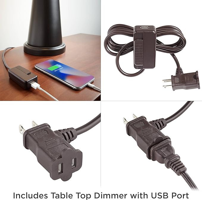 Franklin Iron Works Kelly 25 1/2" High Farmhouse Rustic Country Cottage 3-Way Table Lamp USB Cord Dimmer Brown Finish Single Mica Shade Living Room Charging Bedroom Bedside Nightstand (Colors May